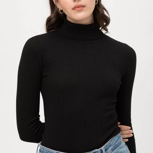Turtle Neck Bodysuit - Women's Black B… - Picture 5 of 7